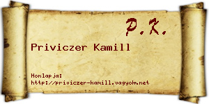 Priviczer Kamill névjegykártya